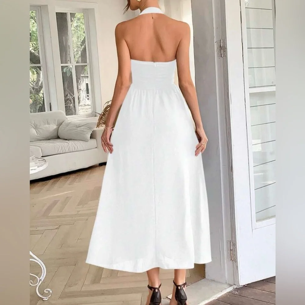 White halter midi dress - Picture 2 of 2